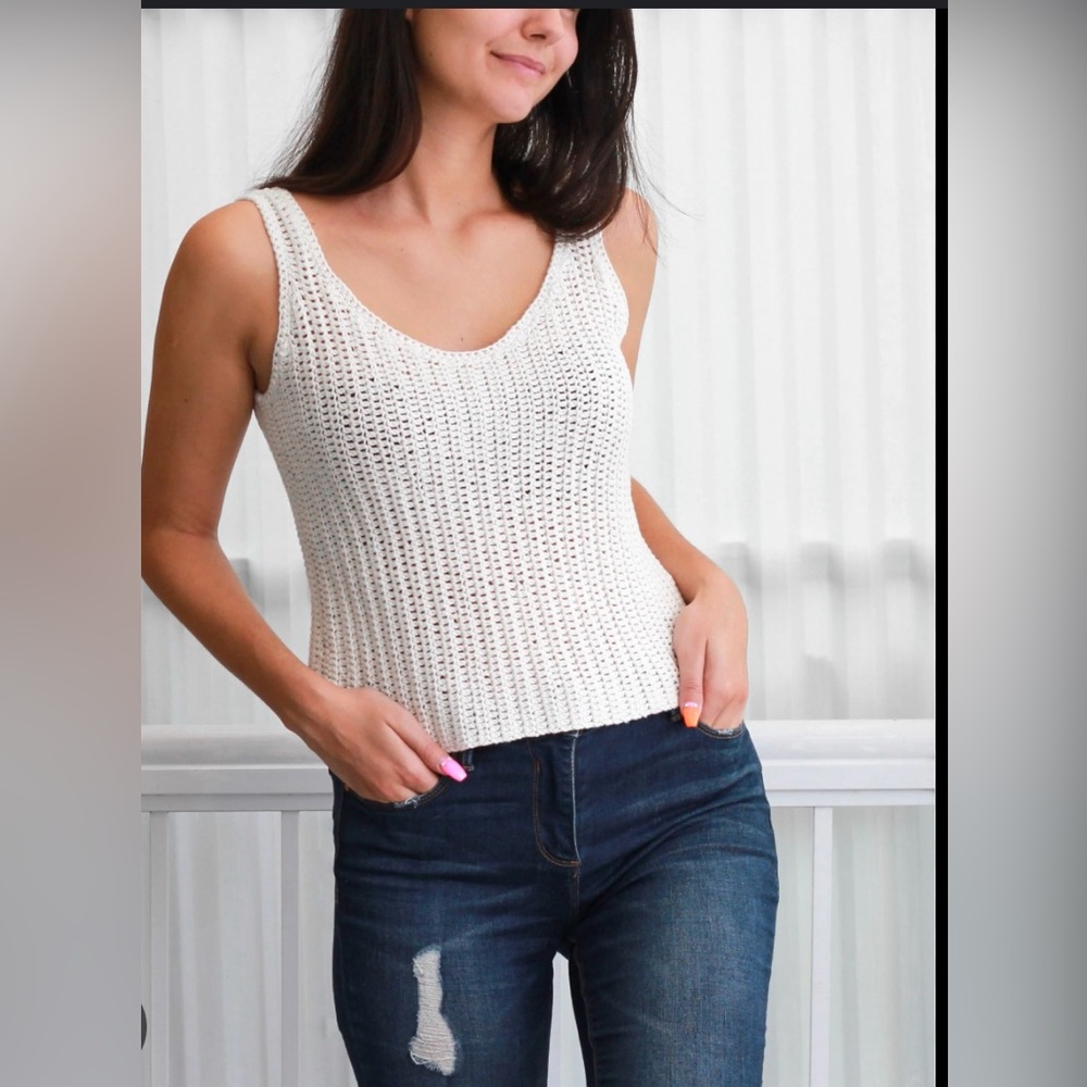 Soho White Ribbed Backless Tank Top